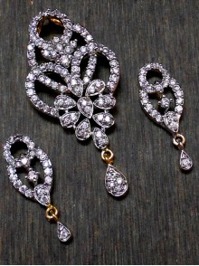 CZ Pendant With Earrings